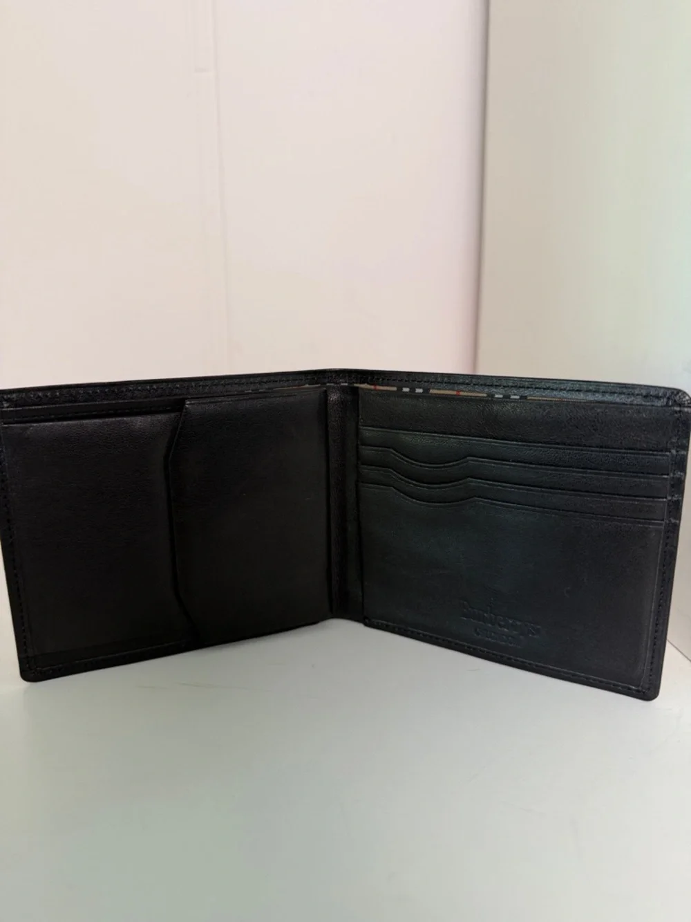 Burberry Black Leather Embossed Equestrian Bi-Fold Wallet